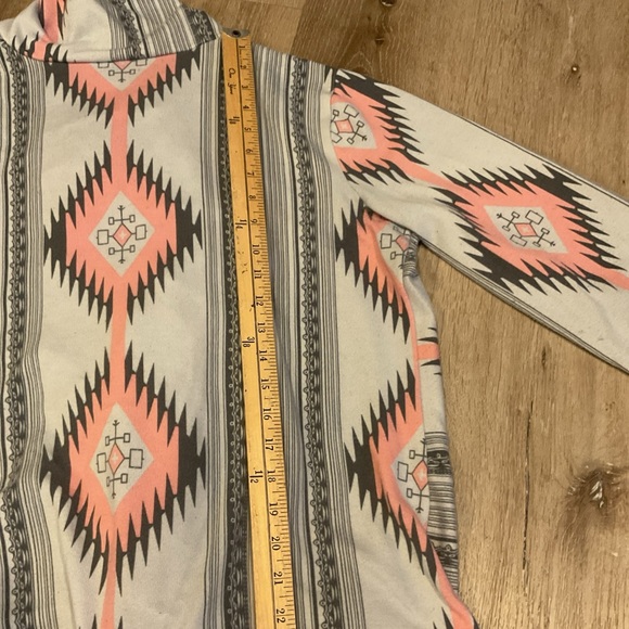 Myobe - Geometric Patterned Open Front Cardigan - Pink Gray White - Ladies 2XL - Picture 12 of 13